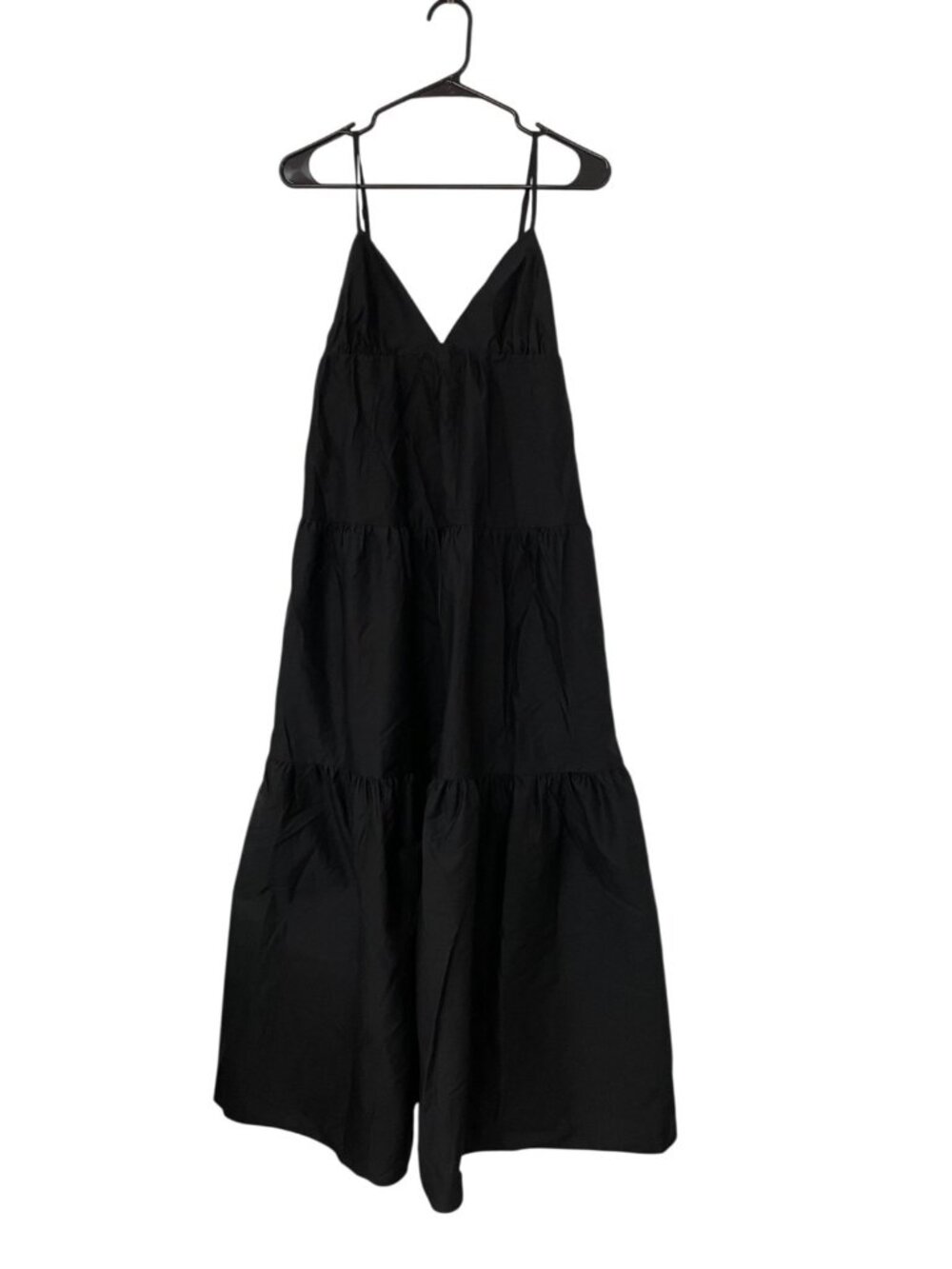 Zara Womens Sundress Dress S Black Cotton Tiered Midi Sleeveless 4772/215 NWT - Picture 2 of 13